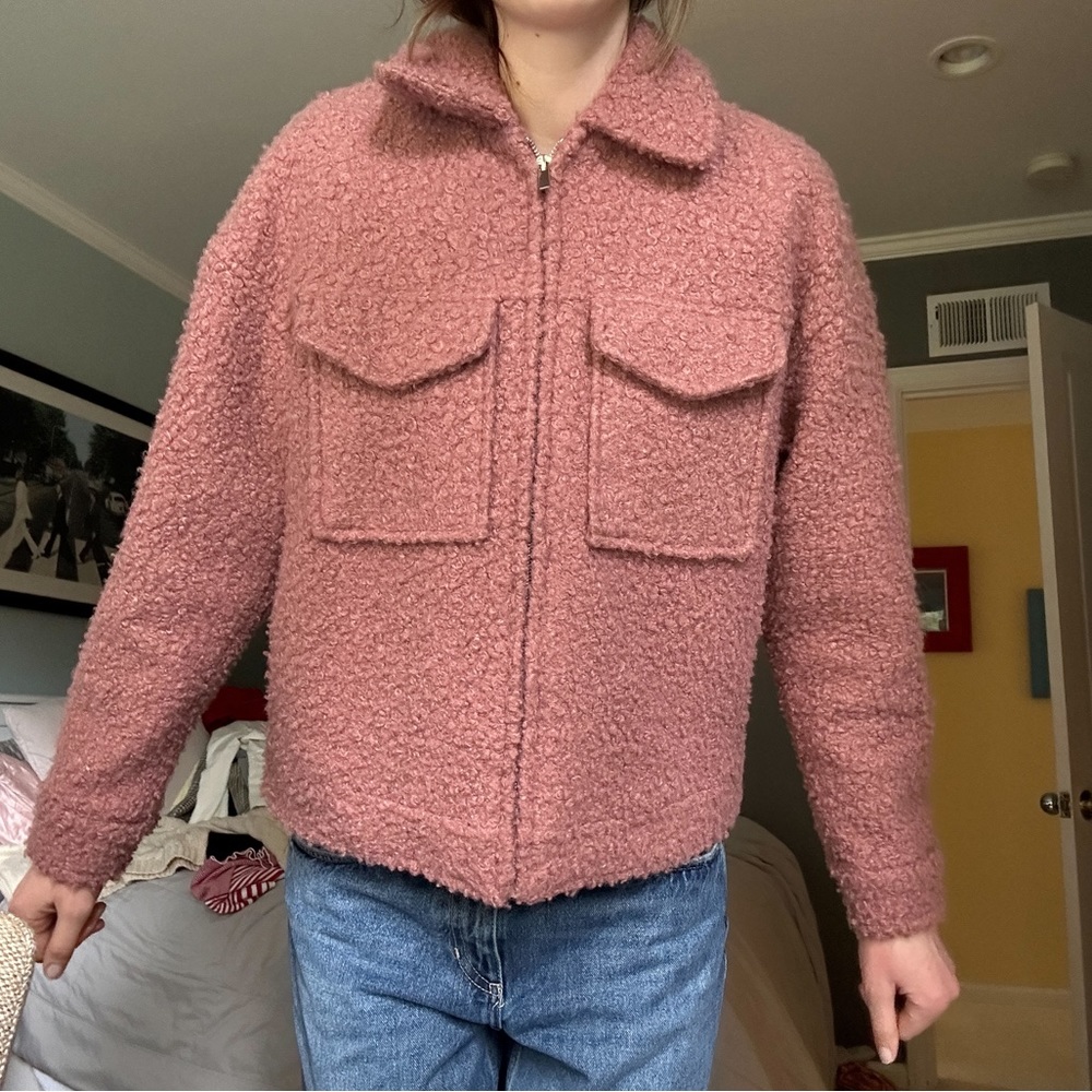 UO Pink Mauve Collared Coat